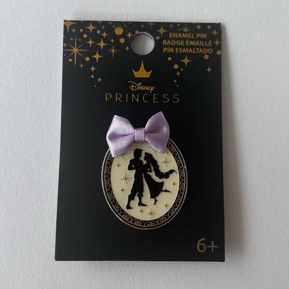 Disney Princess Rapunzel Flynn Tangled Purple Bow Couple Silhouette Pin Boxlunch